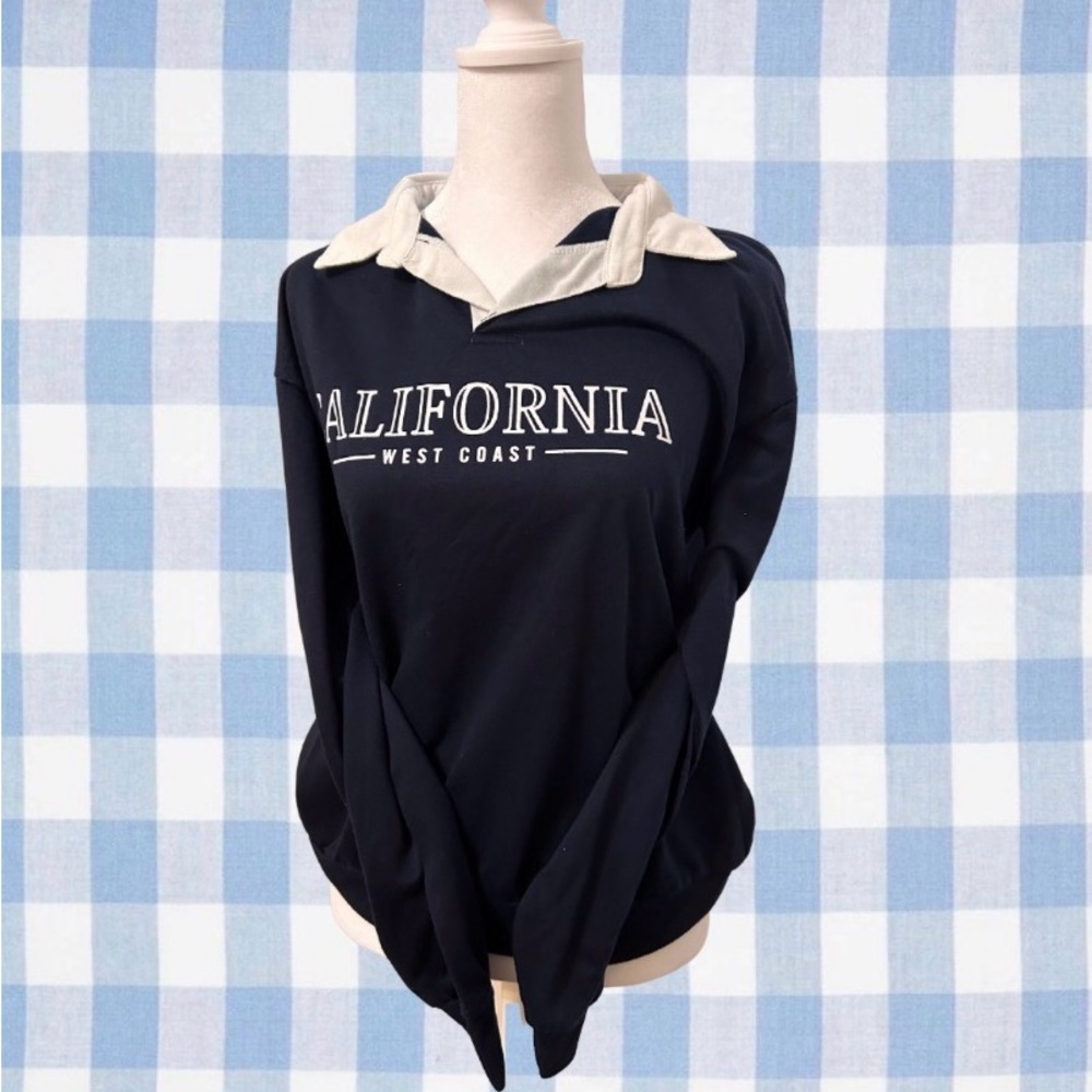 ROMWE White and Blue Preppy Sweatshirt